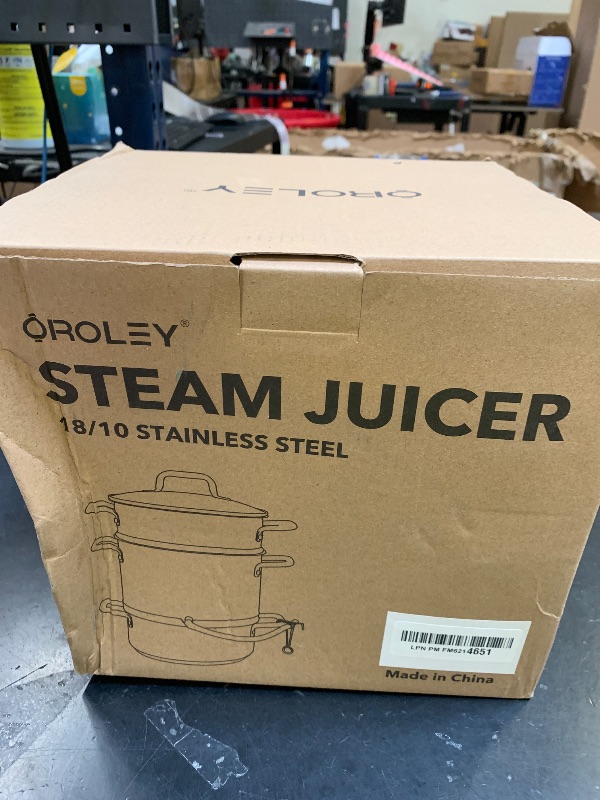 Photo 1 of OROLEY Steam Juicer Extractor Stainless Steel, Juice Steamer Pot for Fruit & Vegetables with Glass Lid, Hose, Clamp, Loop Handles, Ideal for Making Fresh Juice, Jelly, and Sauces (5Qt 304 Stainless Steel)