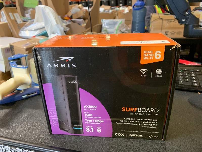 Photo 1 of Arris (G18) - Cable Modem Router Combo - Fast DOCSIS 3.1 Multi-Gigabit WiFi 6 (AX1800), Approved for Comcast Xfinity, Cox, Spectrum & More
