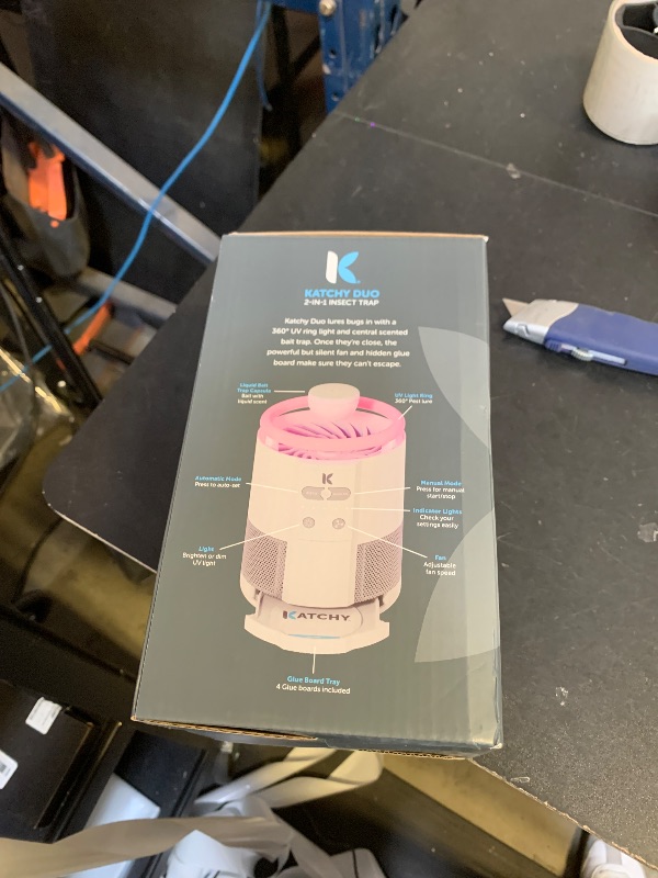 Photo 1 of Katchy Duo – Indoor Fly Trap with Scent Pod – Day & Night Effective – Mosquito, Fruit Fly, Gnat & Small Moth Killer – Non-Zapper Trap with UV Bug Light & Fan Suction (White)