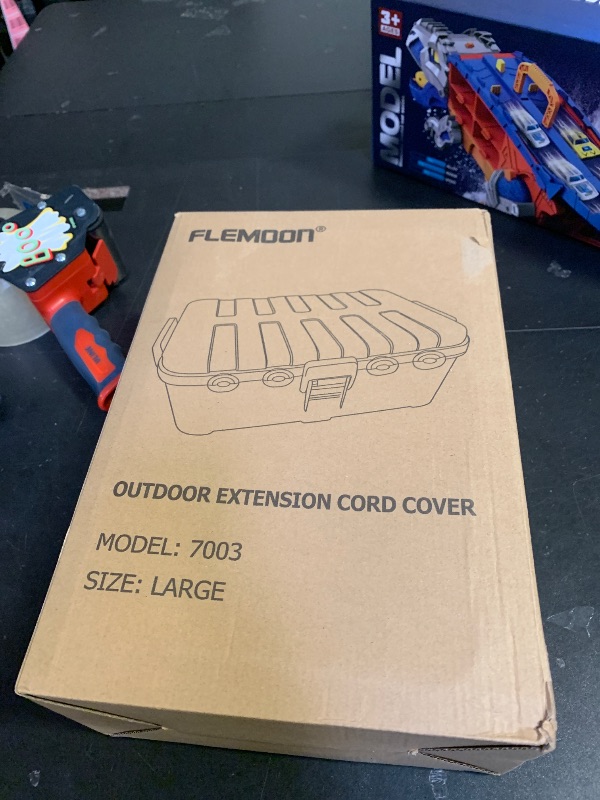 Photo 1 of Flemoon Outdoor Electrical Box with Transparent Lid, IP54 Waterproof Electrical Box Outdoor, Large Weatherproof Extension Cord Cover with Clear Cover for Photocell Light Sensor Timer, Outlet, Almond