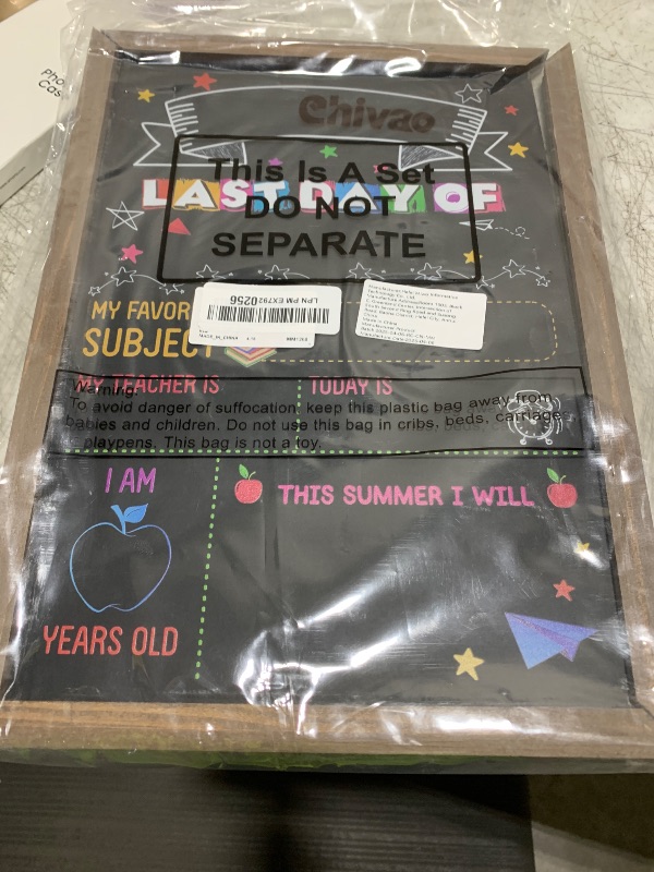 Photo 1 of Reusable First Day of School Board Sign, Double Sided Wooden Chalkboard Sign, My 1st Day of School and Last Day of School Sign with Frame Back to School Chalkboard for Liquid Chalk Markers