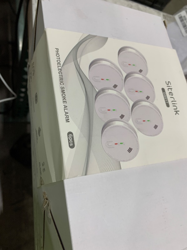 Photo 1 of Siterlink  Detector Hardwired, Smoke Alarm Interconnected with Battery Backup, Photoelectric Fire Alarms Smoke Detectors with LED Lights, UL217 Listed Fire Alarm for House, GS517, 6 Packs