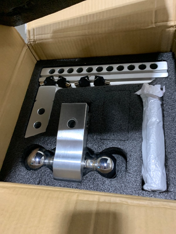 Photo 1 of AKWH 2" Receiver Adjustable Trailer Hitch, 10" Rise/Drop Aluminum Tow Hitches Heavy Duty Dual-Balls (2" & 2-5/16") Ball Mount for Truck - 12,500 LBS GTW Silver