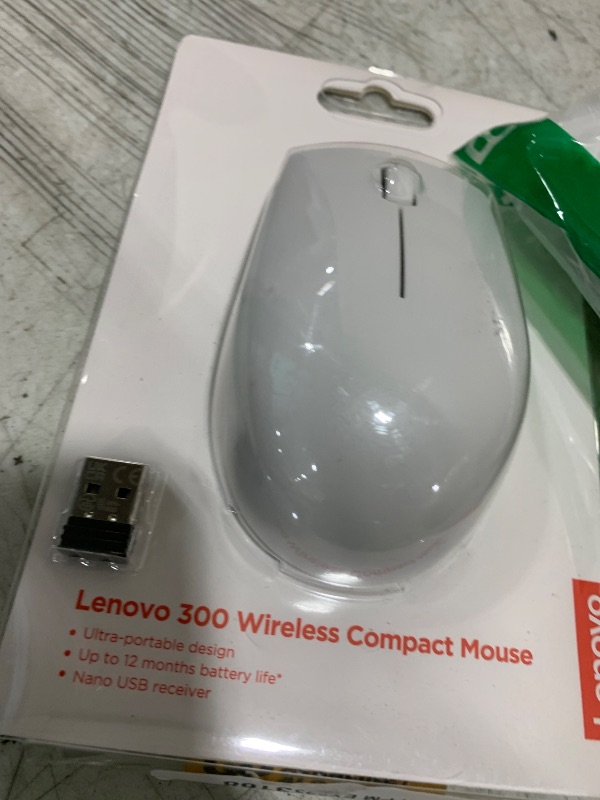 Photo 1 of Lenovo 300 Wireless Mouse – Computer Mouse for PC, Laptop with Windows – Ambidextrous Design – 2.4 GHz Nano USB Receiver – 12 Month Battery Life