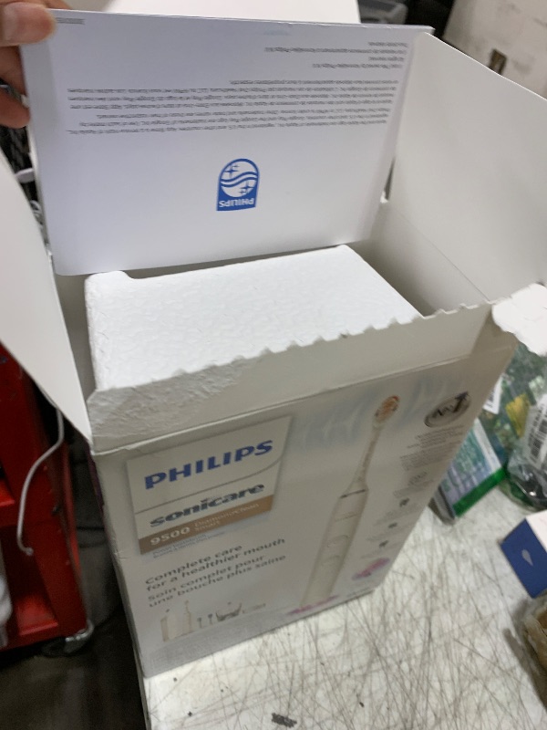 Photo 1 of Philips Sonicare DiamondClean Smart 9500 Electric Toothbrush, Sonic Toothbrush with App, Pressure Sensor, Brush Head Detection, 5 Brushing Modes and 3 Intensity Levels, White, Model HX9923/01