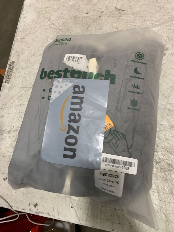 Photo 1 of BESTOUCH Duvet Cover Set 100% Washed Cotton Linen Feel Super Soft Comfortable Chic Lightweight 3 PCs Home Bedding Set Solid Dark Grey King