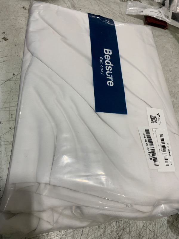 Photo 1 of Bedsure Full Size Sheets, Cooling Sheets Full, Rayon Derived from Bamboo, Deep Pocket Up to 16", Breathable & Soft Bed Sheets, Hotel Luxury Silky Bedding Sheets & Pillowcases, White