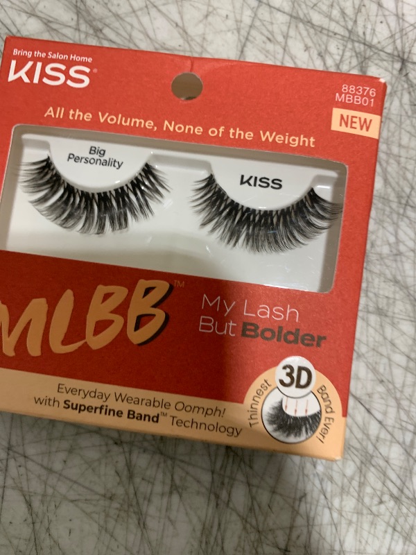 Photo 1 of KISS My Lash But Bolder, False Eyelashes, 'Big Personality', 14 mm, Includes 1 Pair, Contact Lens Friendly, Easy to Apply, Reusable Strip Lashes, Glue-On