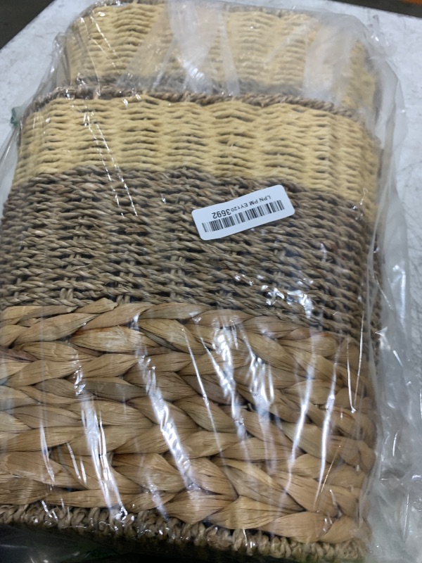 Photo 1 of Ziliny 2 Pcs Wicker Trash Can with 50 Small Trash Bag Wicker Waste Woven Basket with Handles Clear Multi Use Garbage Bags for Bathroom Kitchen Bedroom