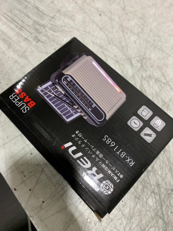 Photo 1 of G Keni Portable Solar Radio AM FM SW with Rechargeable Battery Operated, Shortwave Bluetooth Radio Strong Reception, USB/TF Card Input, Solar Panel, Big Speaker with Ambient Light (Golden&Black)