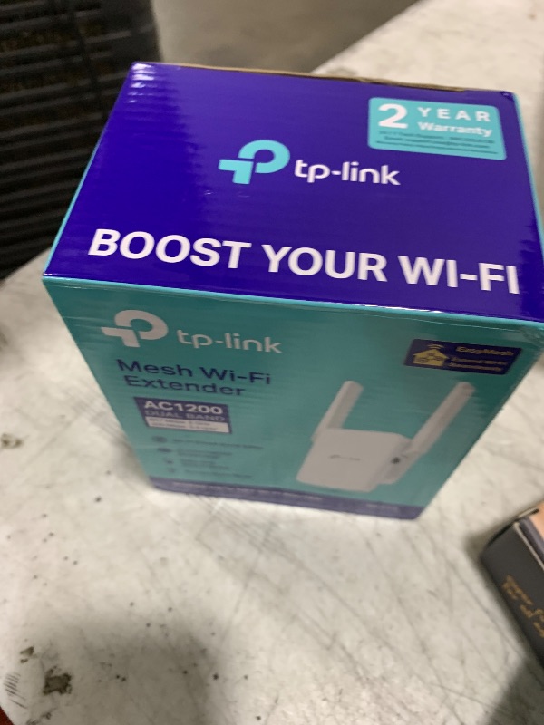Photo 1 of TP-Link AC1200 WiFi Extender, 2025 Wirecutter Best WiFi Extender, 1.2Gbps Home Signal Booster, Dual Band 5GHz/2.4GHz, Up to 1600 Sq.ft and 32 Devices, EasyMesh Compatible, One Ethernet Port (RE315)