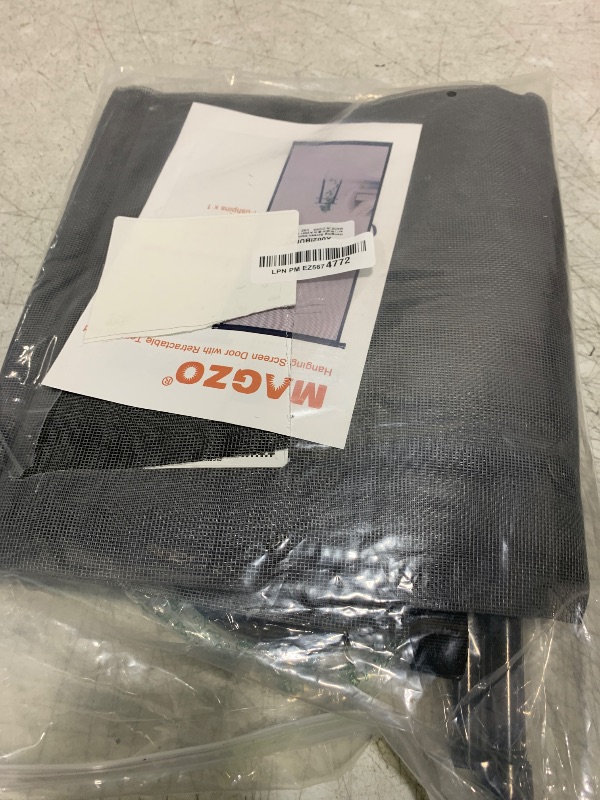 Photo 1 of MAGZO Hanging Screen Door, Fits Door Size 36" x 80" (Curtain Size 38'' x 81''), Upgraded Fiberglass Mesh Net with Tension Rod&Hook&Loop (One Piece Can be Installed in 2 Ways), Weighted Bottom, Grey