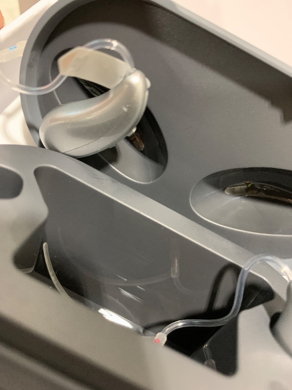 Photo 1 of Rechargeable OTC Hearing Aids for Seniors & Adults ?NewHear ?16-Channel Digital Sound, Smart Noise Cancellation, Super Mini Invisible BTE Design, Charging Case, 5-Day Battery, Light Gray