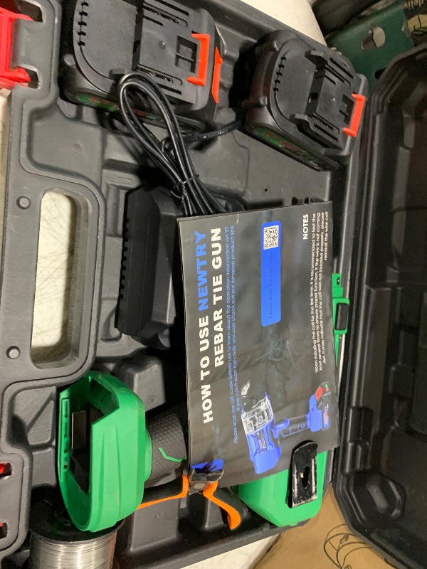 Photo 1 of NEWTRY Cordless Rebar Tie Automatic Rebar Tying Gun Portable Steel Tie Tool with 2pcs 2000mAh Rechargeable Batteries for ?0.3"-1.33" Rebar