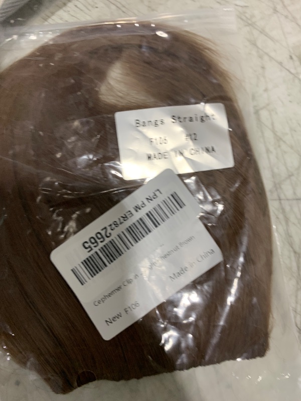 Photo 1 of Cephermer Clip in Bangs, Synthetic French Bangs Hair Clip, Fake Bangs Fringe with Temples Hairpieces for Women Natural Curved Hair Extensions for Daily Wear Light Chestnut Brown