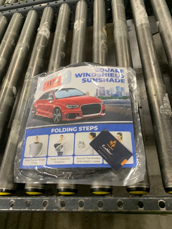Photo 1 of EcoNour 2 Piece Sunshade for Car Windshield | Durable 240T Polyester Car Windshield Shade Blocks UV Rays | Sun Protection for Front Window | Small (29 in*24 in)