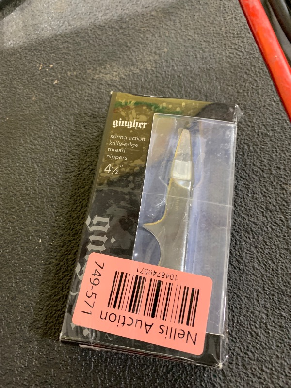 Photo 1 of Gingher Spring-Action Knife-Edge Thread Nippers - 4.5" Stainless Steel Shears - Sharp Knife Edge Fabric Scissors with Protective Leather Sheath - Silver