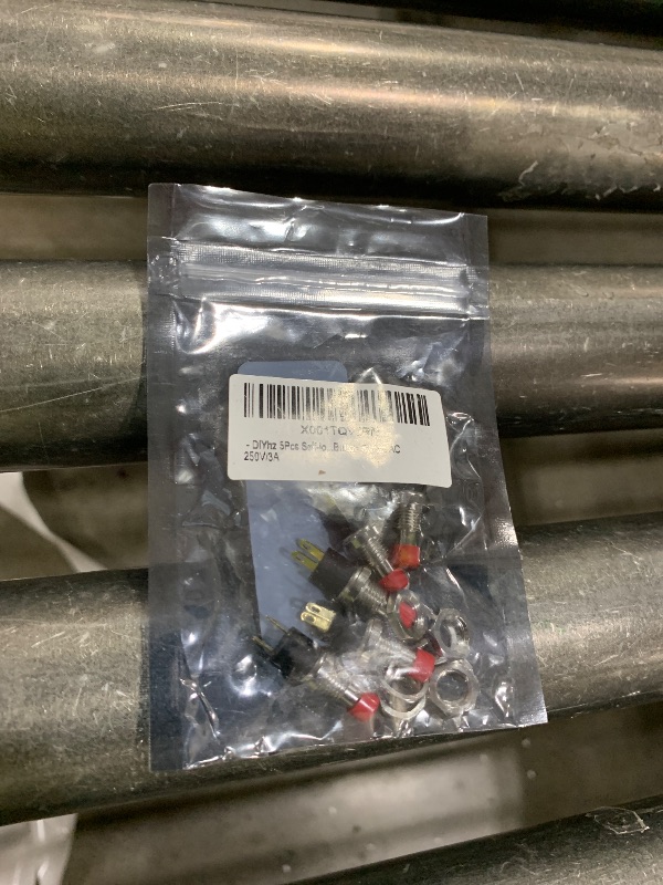 Photo 1 of DIYhz 5Pcs Self-Locking SPST Latching Type Dash ON/Off Red Push Button Switch AC 250V/3A
