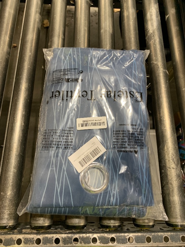 Photo 1 of Estelar Textiler Navy Blue and Greyish White Blackout Curtains 84 Inches Long, Full Room Darkening Grommet Curtains 42W x 84L, 2 Panels