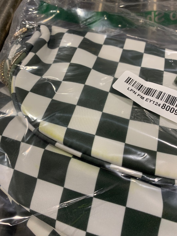 Photo 1 of Spacious Checkered Nylon Crossbody Bag Bum Bag Checkered Handbags Wallets for Women (Beans green checkered)