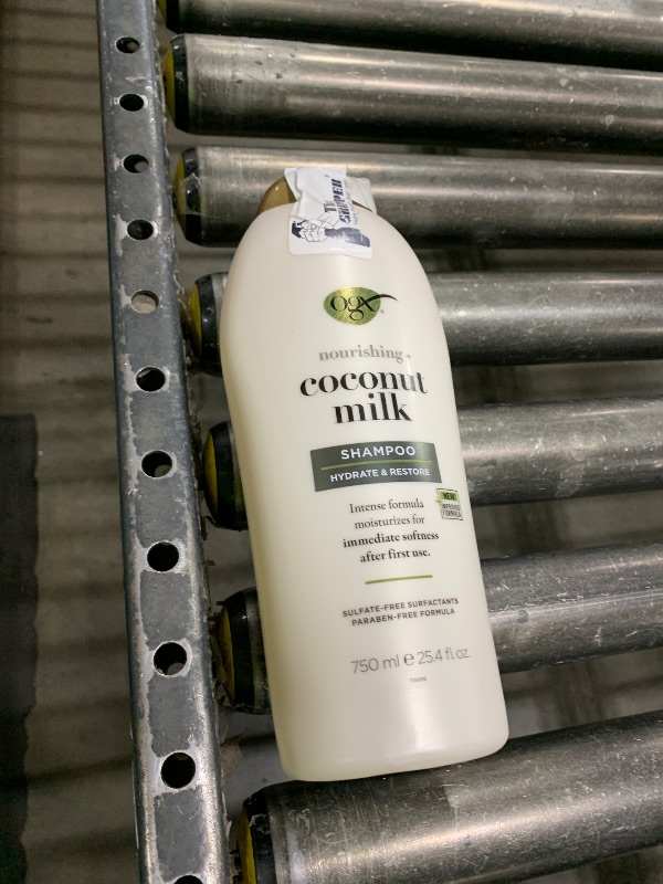 Photo 1 of OGX Nourishing + Coconut Milk Shampoo, Hydrating & Restoring Shampoo Moisturizes for Soft Hair After the First Use, Paraben-Free, Sulfate-Free Surfactants, 25.4 fl. oz