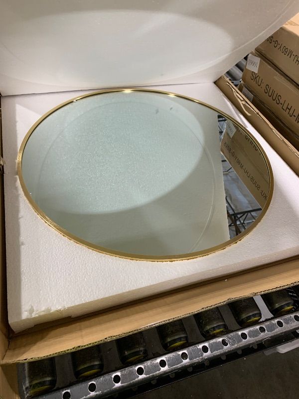Photo 1 of Trvone Gold Round Mirror 24inch Circle Mirror Aluminum Alloy Frame Mirror