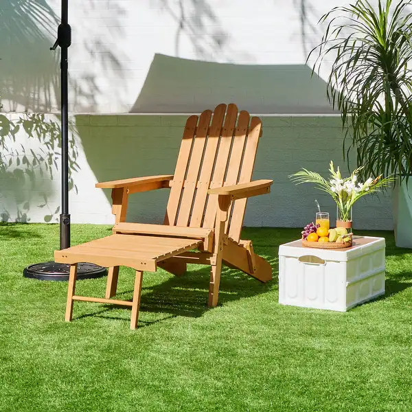 Photo 1 of Yaheetech Folding Adirondack Chair with Adjustable Backrest Slatted Deck Chair