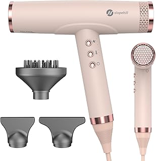 Photo 1 of slopehill Professional Ionic Hair Dryer, High-Speed Blow Dryer with Brushless Motor for Salon Use, Lightweight Compact Hairdryer for Travel, Low Noise Quiet for Home, Ceramic Pink