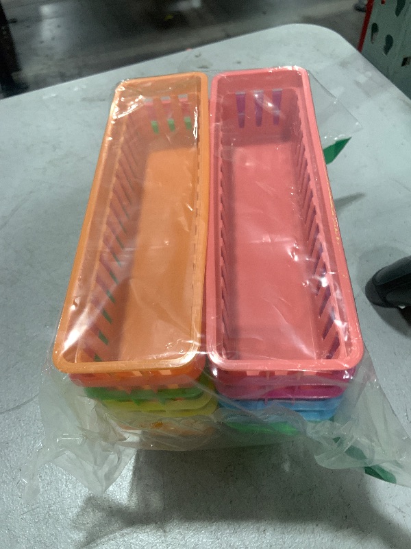 Photo 1 of Juvale 12-Pack Pencil Holder Trays and Organization Baskets - Plastic Caddy for Desk and Elementary Teacher Supplies for Classroom Decoration