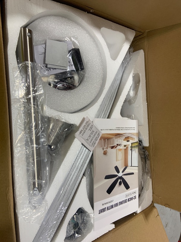 Photo 1 of Ayaoty Ceiling Fans with Lights, 52 Inch Ceiling Fan with Light and Remote, 3CCT Dimmable, 6 Speed Reversible DC Motor,5 Blades Modern Nickel Ceiling Fan for Bedroom, Indoor/Outdoor Use