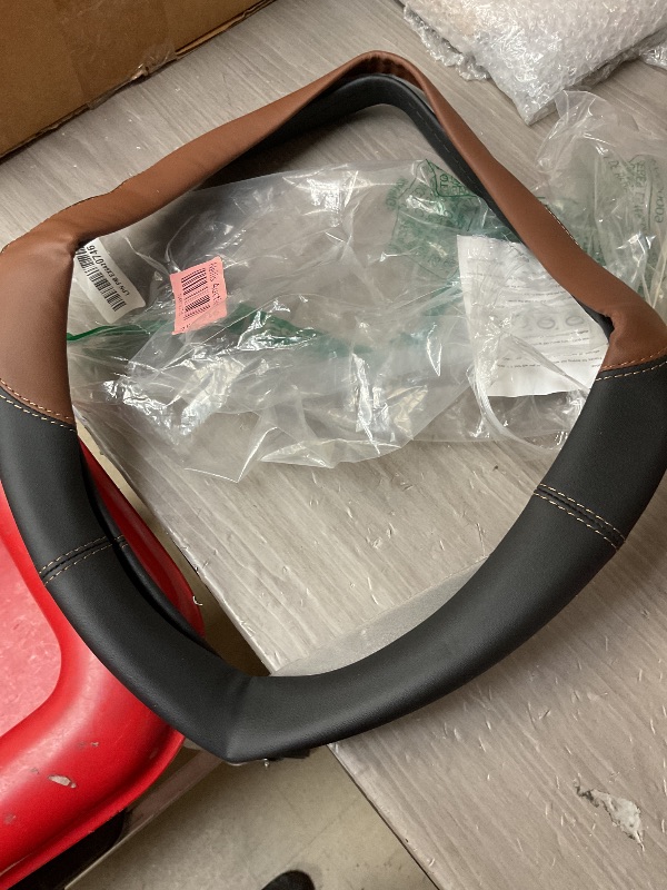Photo 1 of Steering wheel cover pleather black brown modern classy design 