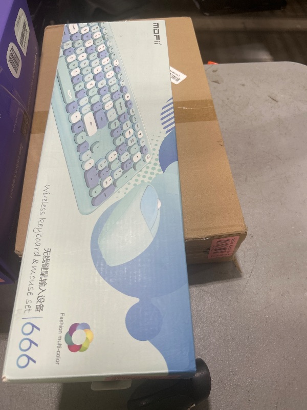 Photo 1 of Wireless Keyboard and Mouse Combo, Colorful Ergonomic Full Size Retro Low-Noise Keyboard with Cute keycaps, Compatible with Windows, PC, Perfer for Home and Office Keyboards (Blue)