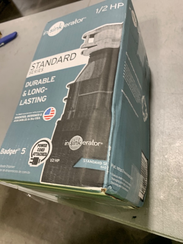 Photo 1 of InSinkErator Badger 5 Garbage Disposal with Power Cord, Standard Series 1/2 HP Continuous Feed Food Waste Disposer, Badger 5 W/C, No Size, Black/Gray