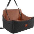 Photo 1 of Wooaidagg Dog Car Seat for Medium & Large Dogs Up to 55lbs, Memory Foam Cushion, Washable Cover, Safety Straps & Non-Slip Bottom(Black/Brown,Large) C97
