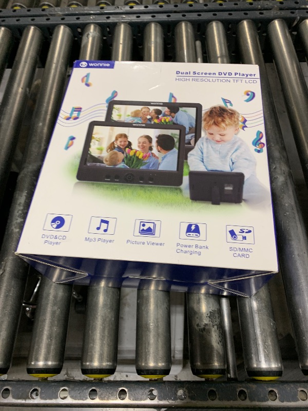 Photo 1 of WONNIE 10.5" Two DVD Players Dual Screen for Car Portable CD Player, Play a Same or Two Different Movies with Two Mounting Brackets, 5-Hour Rechargeable Battery, Support USB/SD Card Reader