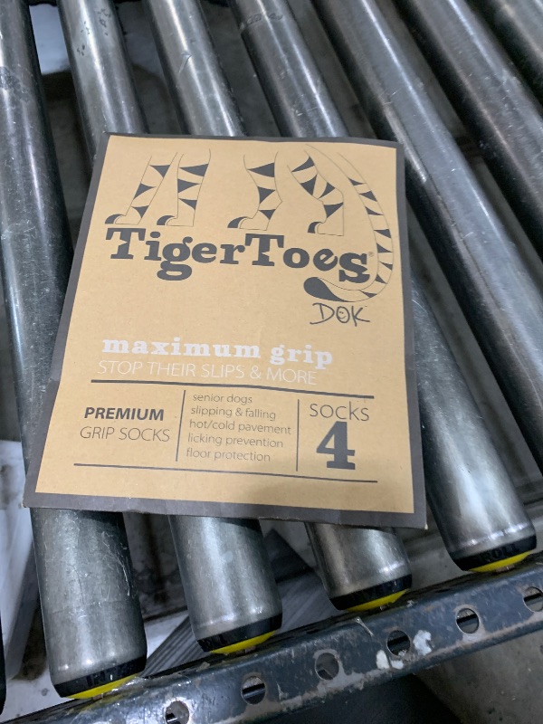 Photo 1 of DOK TigerToes Premium Non-Slip Dog Socks for Hardwood Floors - Extra-Thick Grip That Works Even When Twisted - Prevents Licking, Slipping, and Great for Dog Paw Protection - Size Large