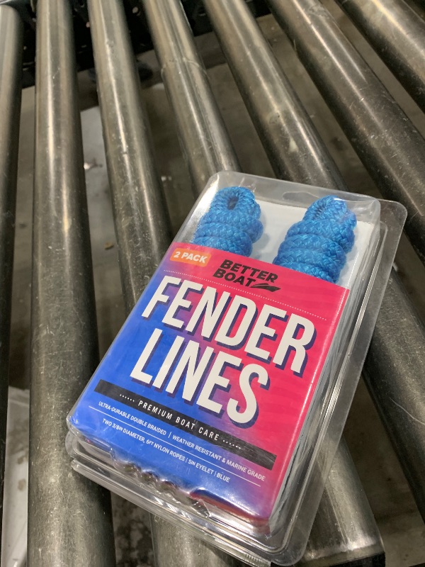 Photo 1 of Boat Fender Lines, 3/8 Inch Double Braided Nylon Rope, 6 Ft with Loop, 2 Pack, Blue, for Buoy, Jet Ski Mooring, Docking & Small Boat Bumpers