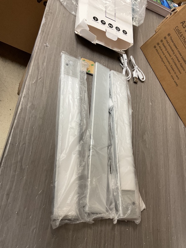 Photo 1 of 12" Ultra-Thin Under Cabinet Lighting Wireless, Aluminum Alloy Under Counter Lights for Kitchen, 3-Color-Temps Magnetic Closet Lights, Rechargeable Motion Sensor Light Indoor (6 Pack, Silver)
