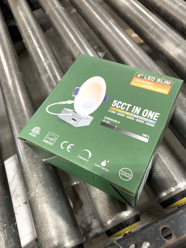 Photo 1 of zouzai 1 Pack 4 Inch 5CCT Ultra-Thin LED Recessed Ceiling Light with Junction Box, 2700K/3000K/3500K/4000K/5000K Selectable, 9W Eqv 80W, Dimmable, led can Lights - ETL and Energy Star Certified