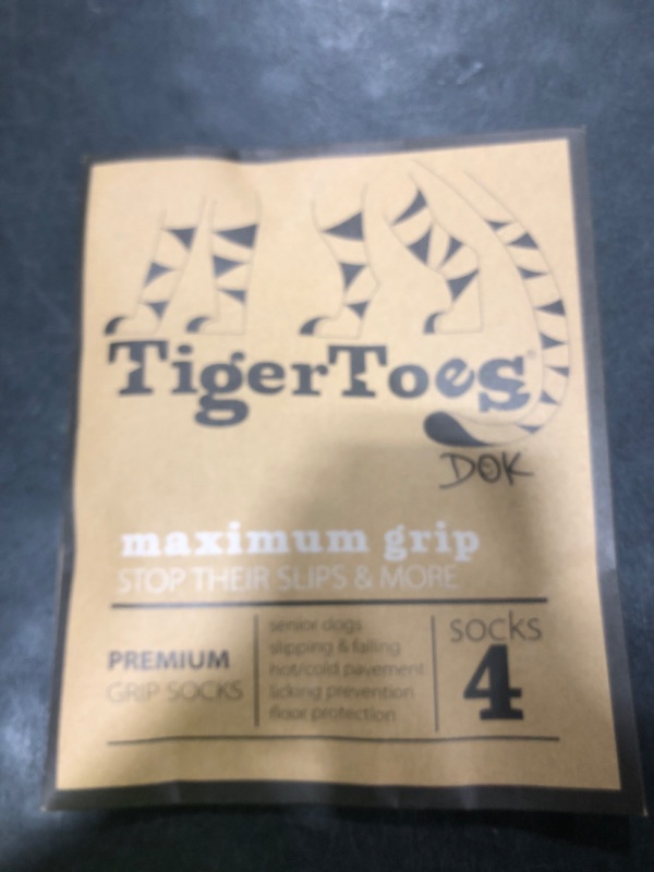 Photo 1 of DOK TigerToes Premium Non-Slip Dog Socks for Hardwood Floors - Extra-Thick Grip That Works Even When Twisted - Prevents Licking, Slipping, and Great for Dog Paw Protection - Size Medium