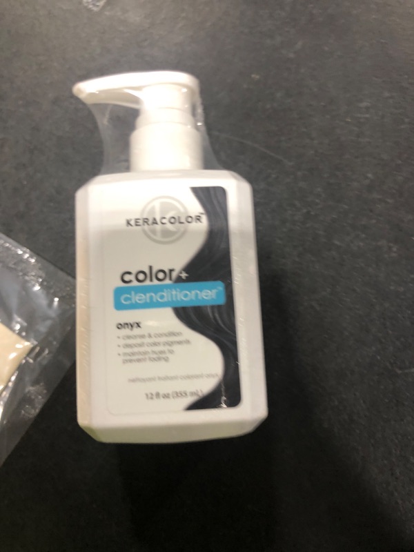 Photo 1 of Keracolor Color + Clenditioner 3-in-1 Color-Depositing Conditioner, Gently Cleanses & Conditions, Semi-Permanent Onyx Hair Color, 12 Fl Oz