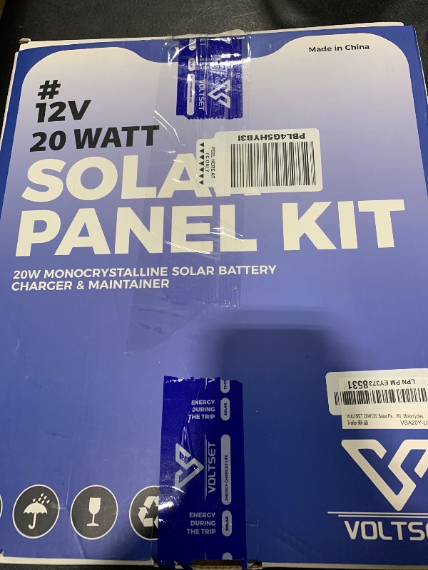 Photo 1 of Voltset Solar Panel Kit 20W 12V, Solar Battery Trickle Charger Maintainer, Waterproof Solar Panel + Upgrade Charge Controller + Adjustable Mount Bracket for Boat RV Motorcycle Marine