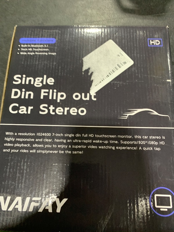 Photo 1 of Naifay Single Din Car Stereo Compatible with Apple Carplay & Android Auto, 7inch Flip Out Touchscreen Car Radio with Bluetooth Foldable Car Audio Receivers, Mirror Link/Camera/FM/USB/AUX/TF/Subwoofer
