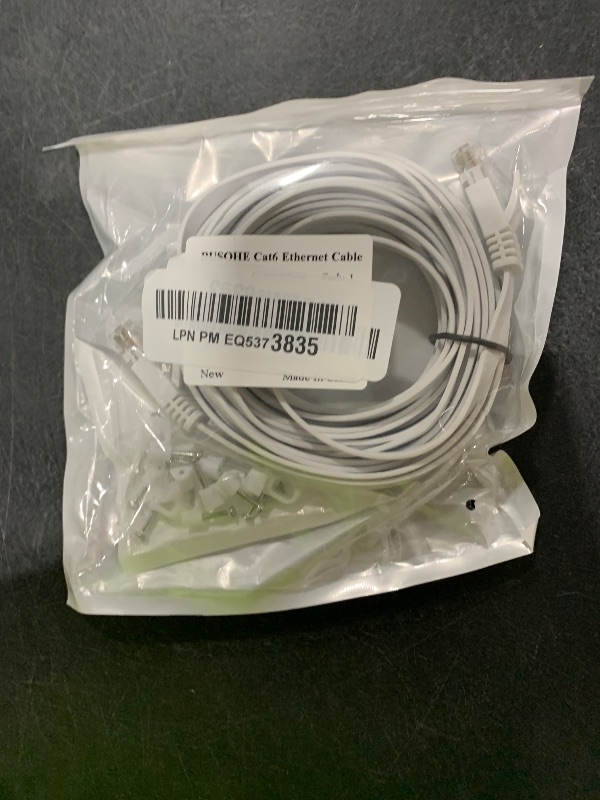 Photo 1 of BUSOHE Cat6 Ethernet Cable 20 FT White, Cat-6 Flat RJ45 Computer Internet LAN Network Ethernet Patch Cable Cord - 20 Feet