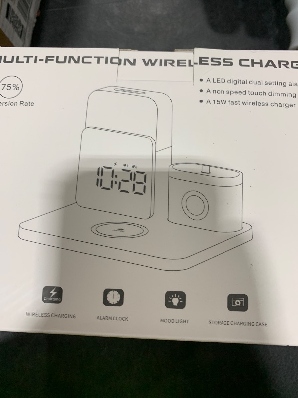 Photo 1 of Alarm Clock Charging Station for Bedrooms, 7 in 1 Wireless Charging Station, Mag-Safe Charger with Night Light Bedside Clock for iPhone 16 15 14 13 12 Pro Max, Apple Watch, AirPods