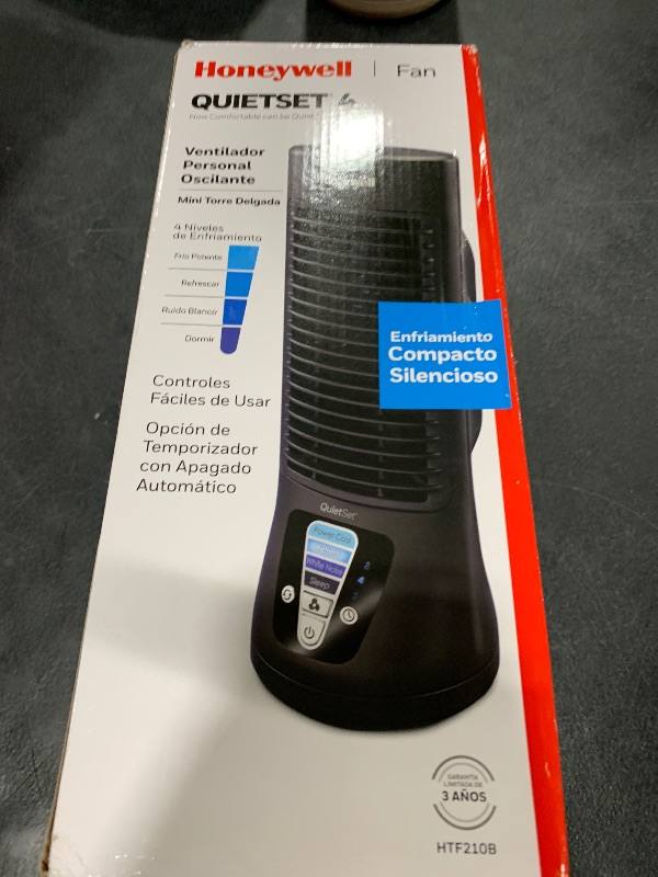 Photo 1 of Honeywell QuietSet Personal Table Fan, Oscillating Personal Desk Fan with Quiet Operation, 4 Levels of Power and Sound, Black, HTF210B
