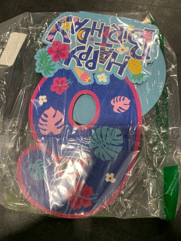 Photo 1 of Amyhill Hawaii 6th Birthday Decoration Number Sign Centerpiece 12'' Tropical Wooden Number for Summer Luau Theme Party Table Photo Prop for Birthday Tropical Leaves Designs