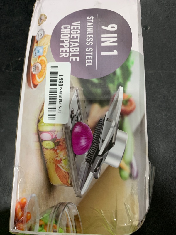 Photo 1 of Vegetable Chopper Stainless Steel, 9-in-1 Mandoline Food Slicer for Kitchen, Veggie Chopper with Container, Vegetable Cutter for Salad,Potato,Carrot, Onion and Fruit, Home Essentials