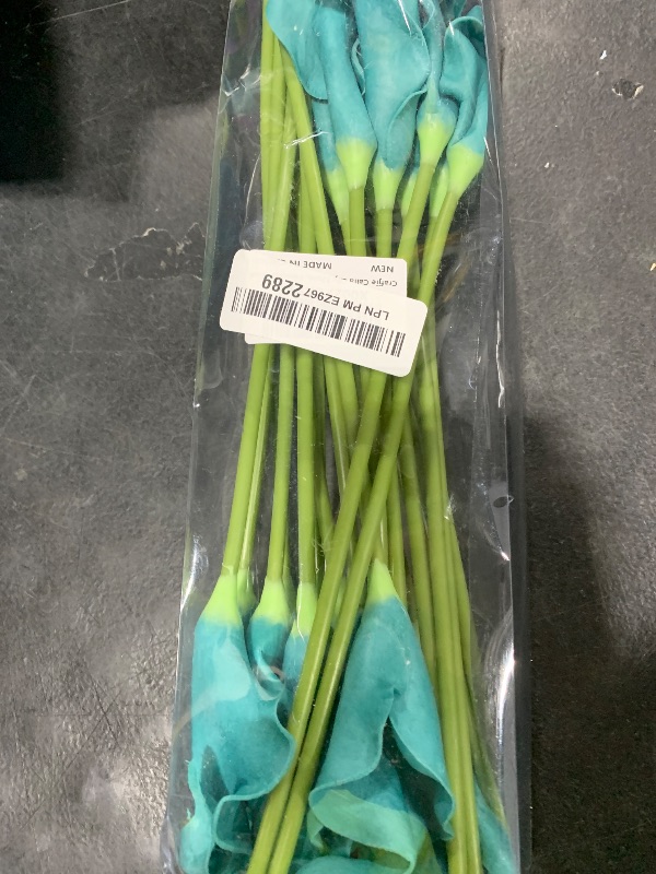 Photo 1 of Letjolt Artificial Calla Lily Teal Flowers for Wedding Bouquet Flower 12Pcs Home Decoration Faux Calla Lilies Flower, Teal Blue