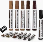 Photo 1 of 12-Piece Wood Furniture Repair Kit - Scratch Filler Markers & Wax Sticks for Oak, Maple, Mahogany, Walnut, Cherry - Includes Sharpener, 5.31" Repair Pens for Furniture, Floors, Trim
